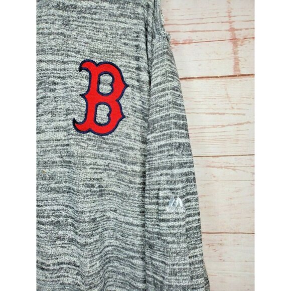 Boston Red Sox Majestic XL Gray Distressed Full Zip Hooded Sweatshirt - Picture 3 of 12